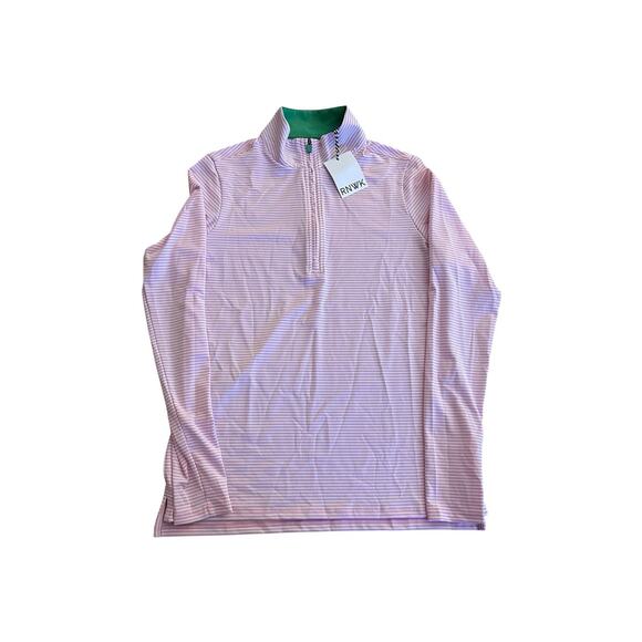 RNWK Renwick Sport Striped 1/4 Zip Size XS Pink Greenbriar NWT Retail $95 - Picture 1 of 10